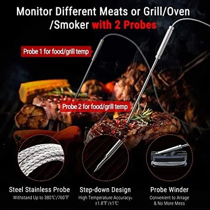 KamadoClub digital wireless food thermometer with 4 probes